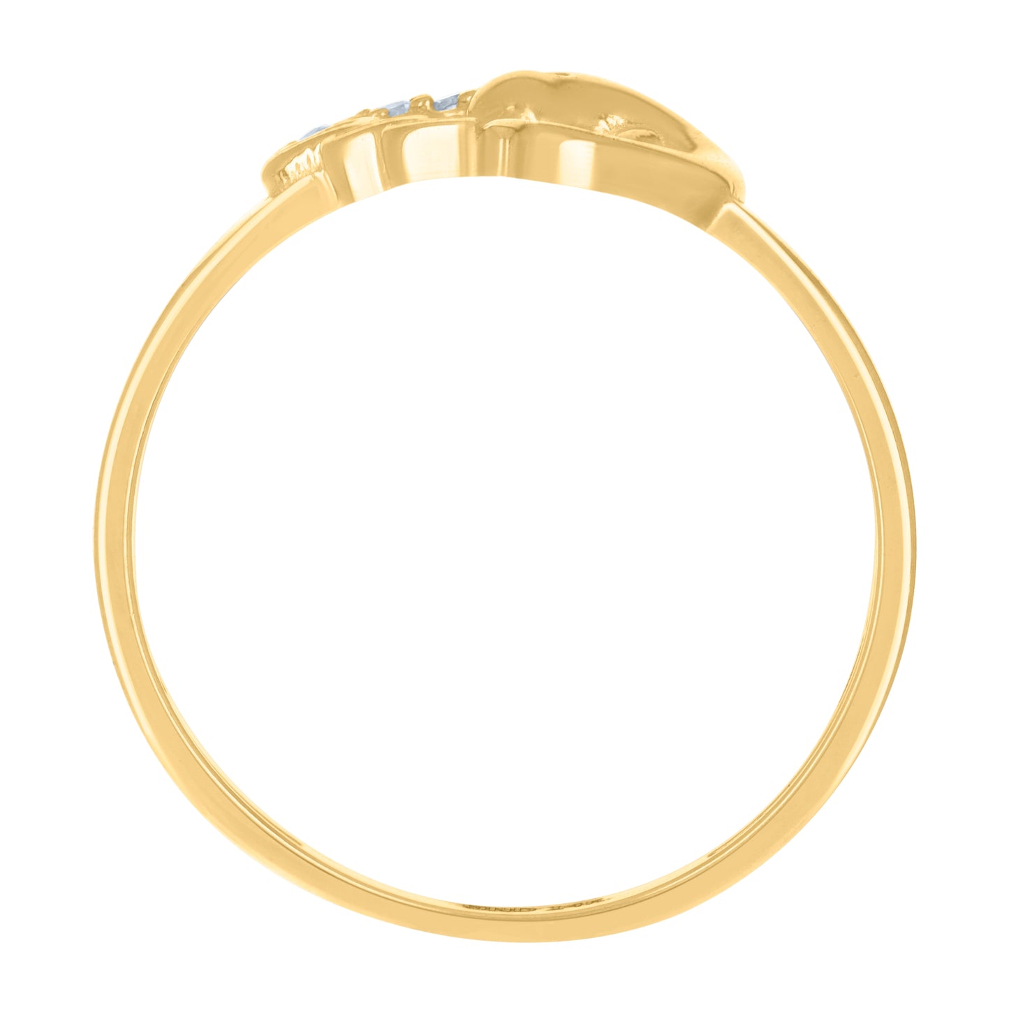 14K Two-Tone Gold Womens Cubic-Zirconia Dolphin Heart Ring
