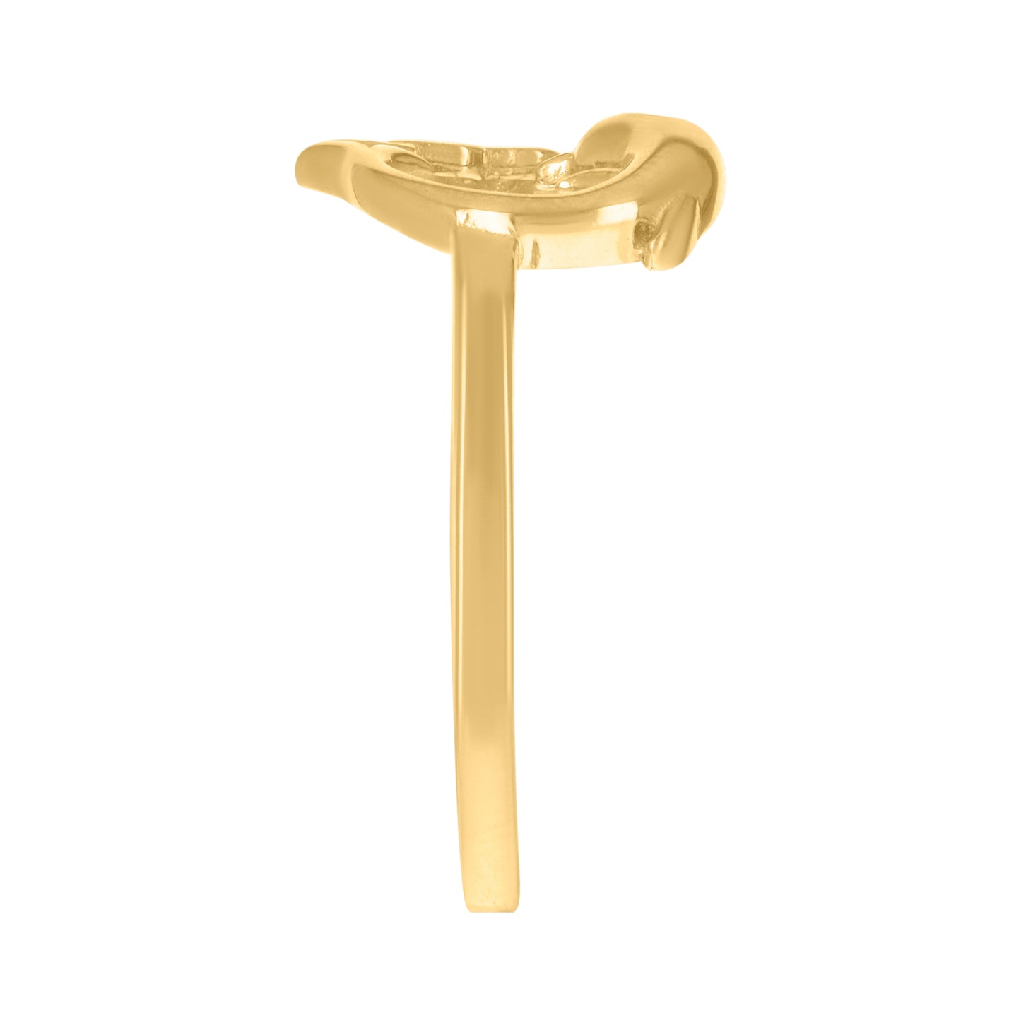 14K Two-Tone Gold Womens Cubic-Zirconia Dolphin Heart Ring