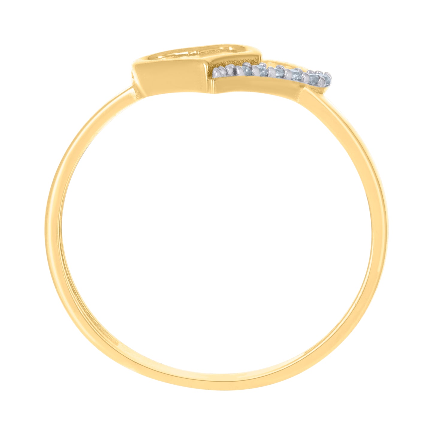 14K Two-Tone Gold Womens Cubic-Zirconia Double Heart Ring