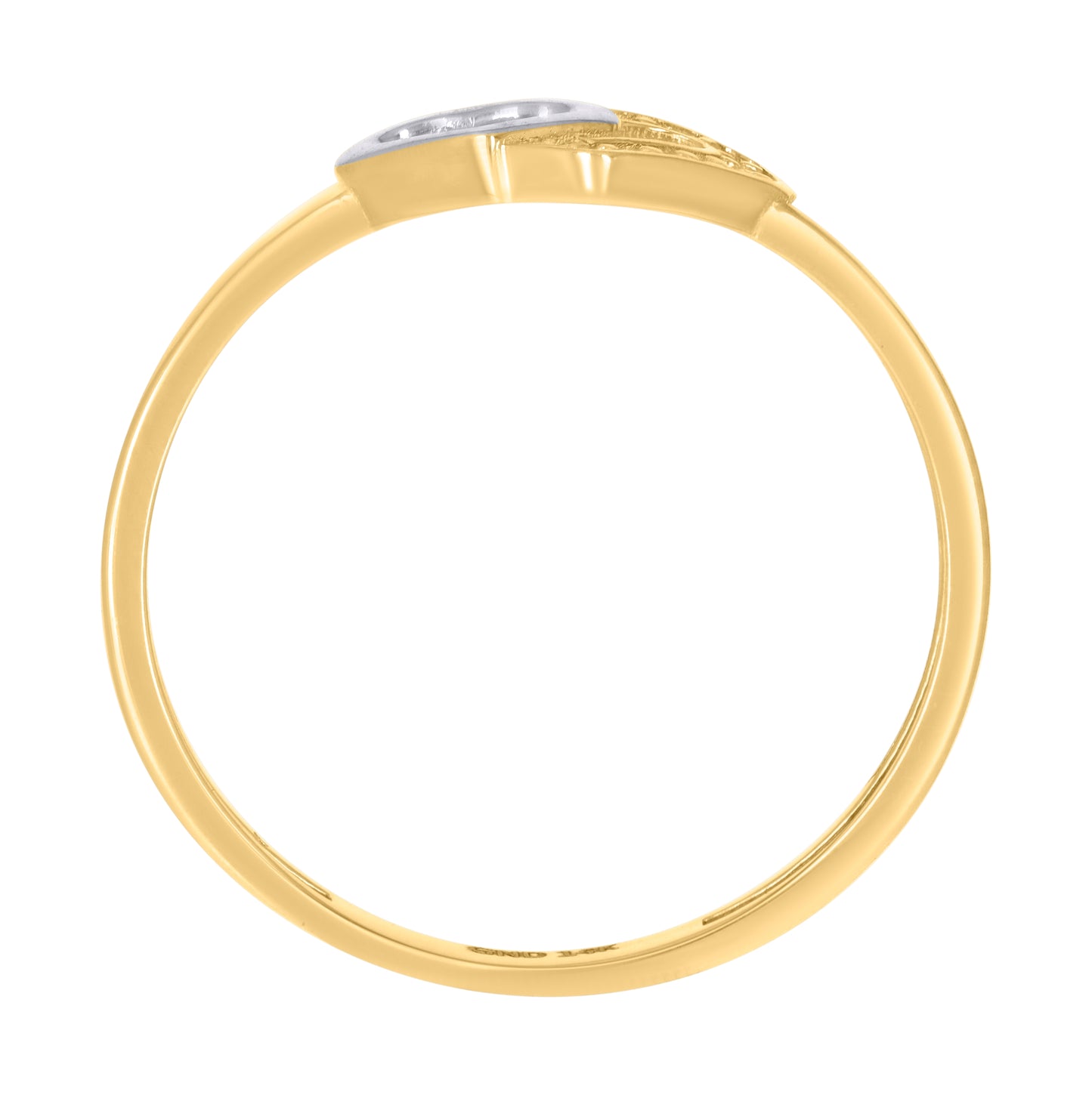 14K Two-Tone Gold Womens Cubic-Zirconia Heart Ring