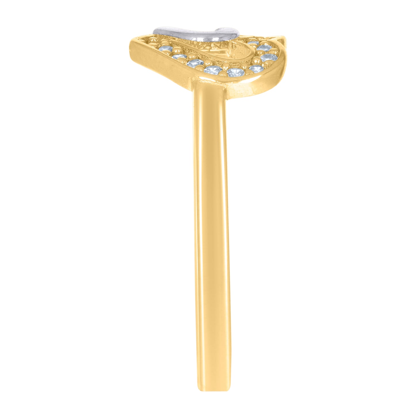 14K Two-Tone Gold Womens Cubic-Zirconia Heart Ring