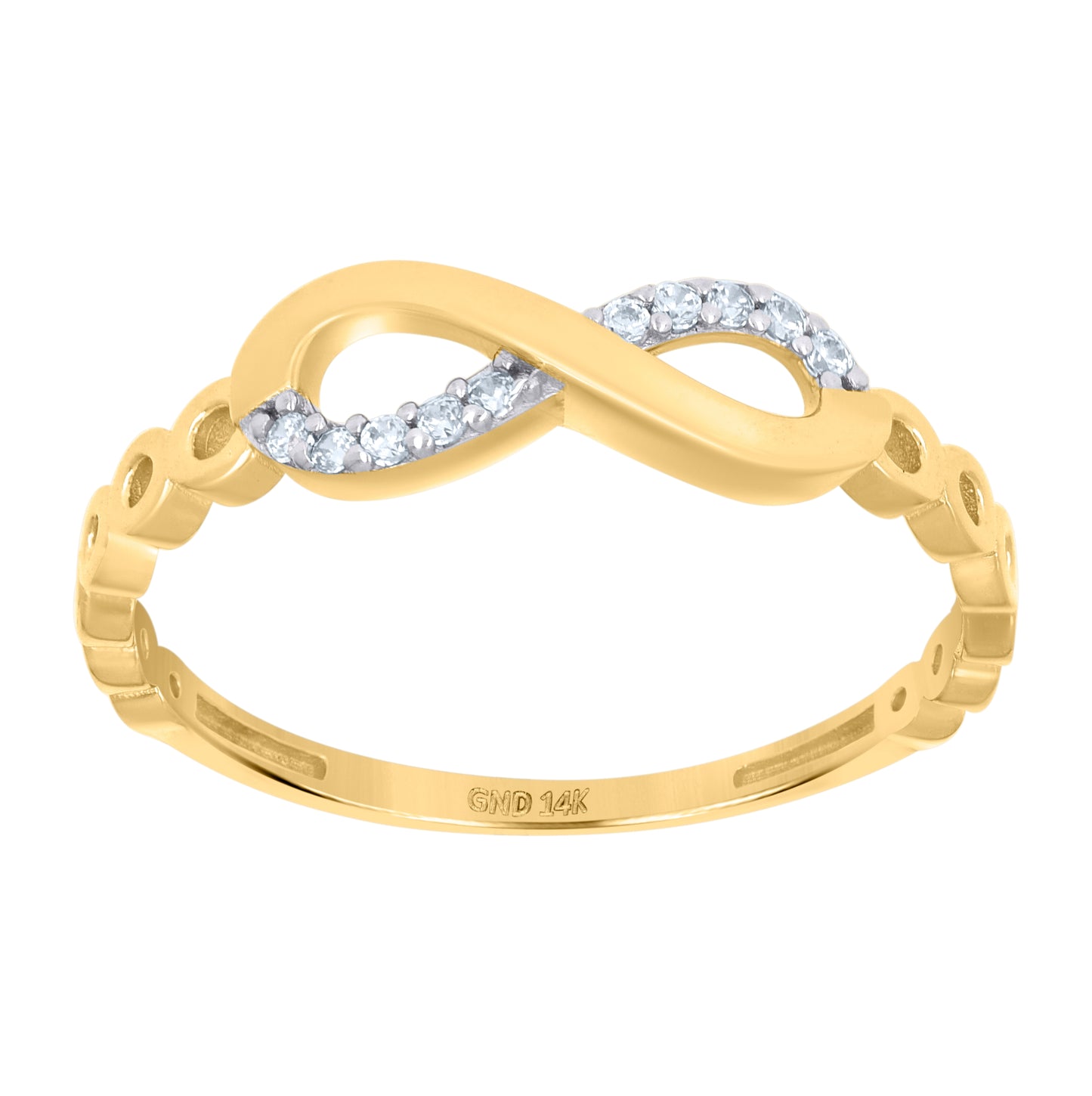 14K Two-Tone Gold Womens Cubic-Zirconia Infinity Symbol Ring