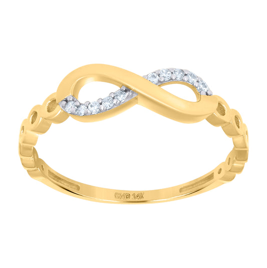 14K Two-Tone Gold Womens Cubic-Zirconia Infinity Symbol Ring