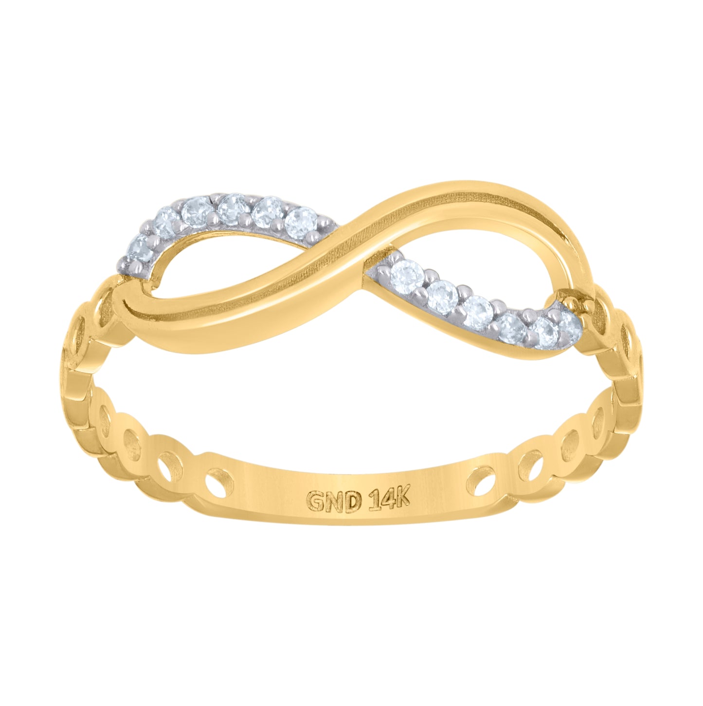 14K Two-Tone Gold Womens Cubic-Zirconia Infinity Symbol Ring