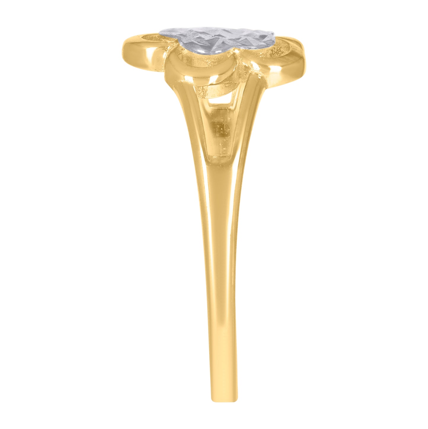 14K Two-Tone Gold Womens Flower Fashion Ring