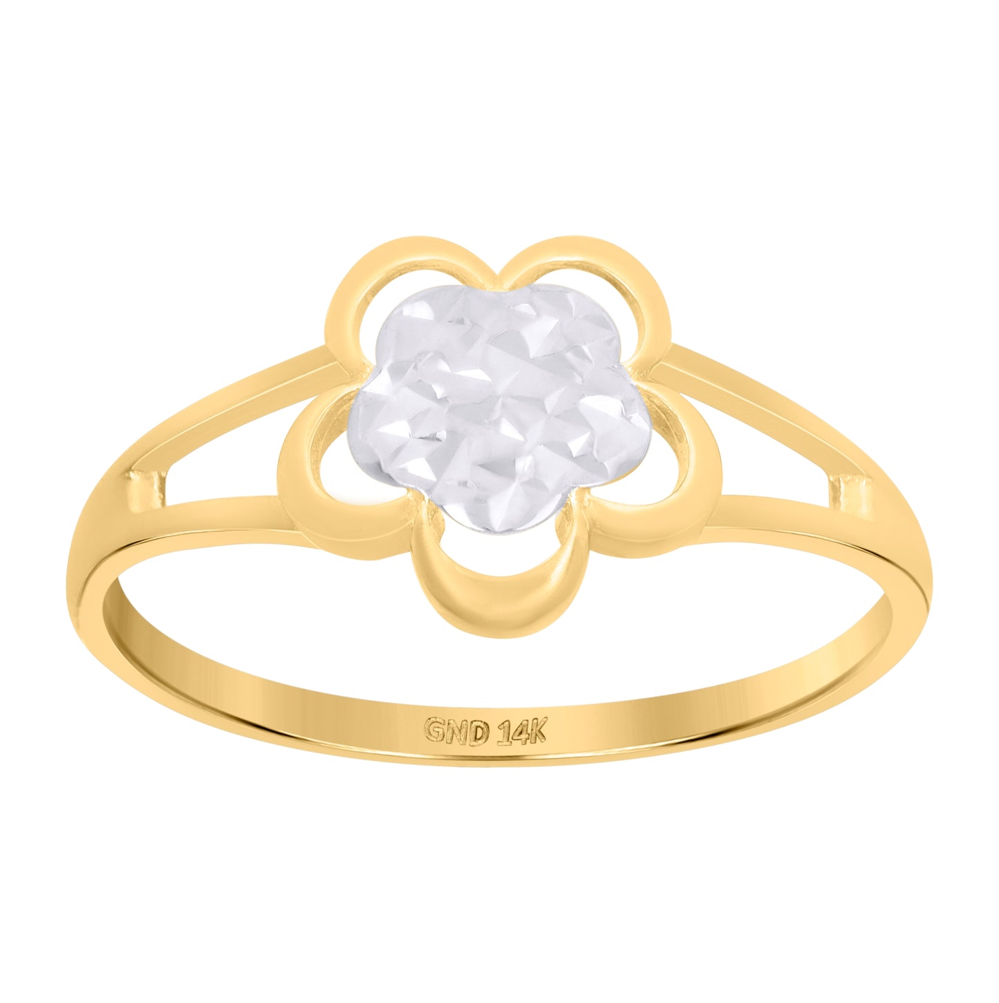 14K Two-Tone Gold Womens Flower Fashion Ring