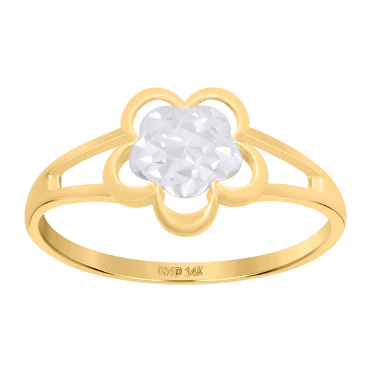 14K Two-Tone Gold Womens Flower Fashion Ring