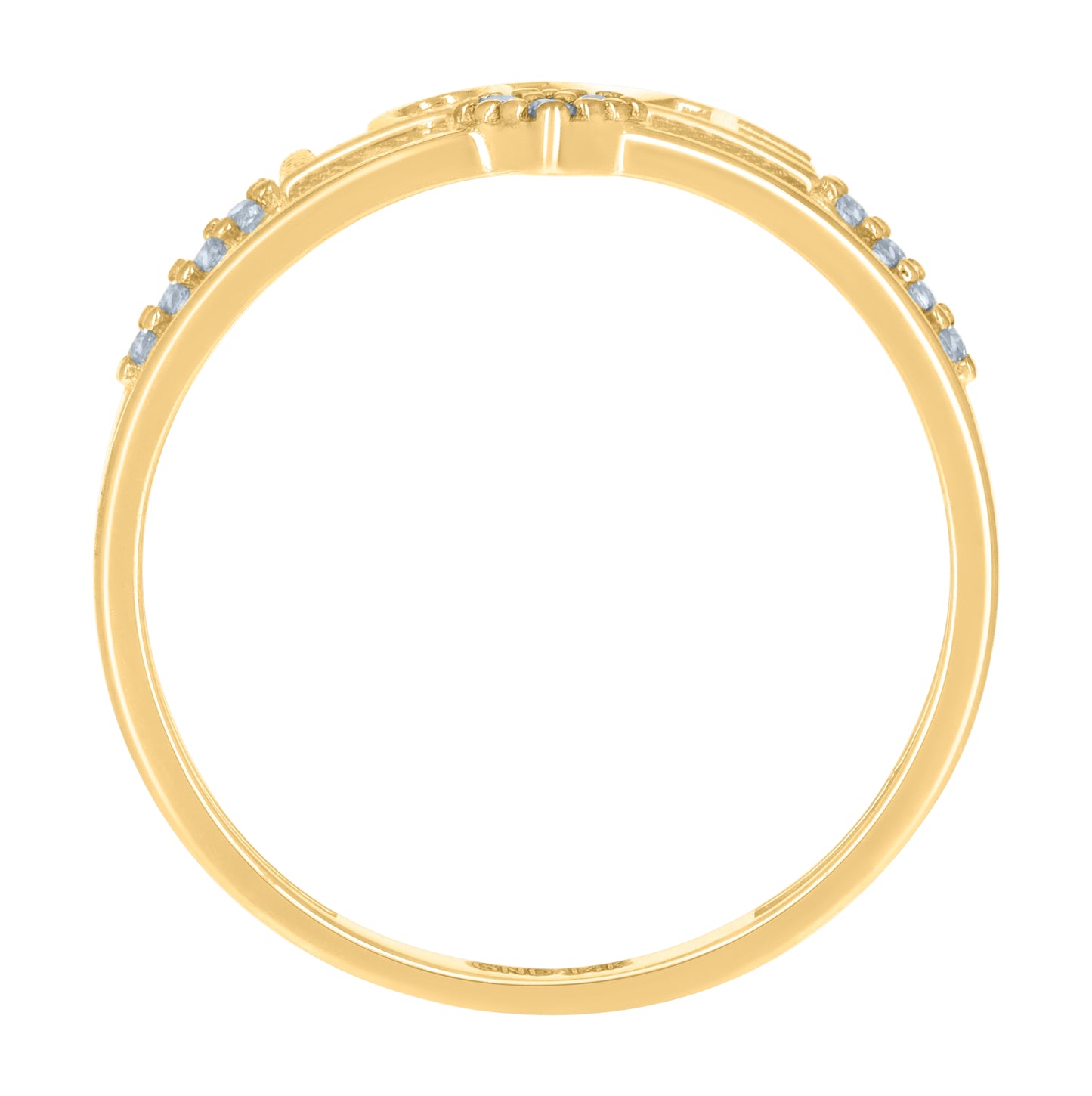 14K Two-Tone Gold Womens Cubic-Zirconia Love Heart Ring