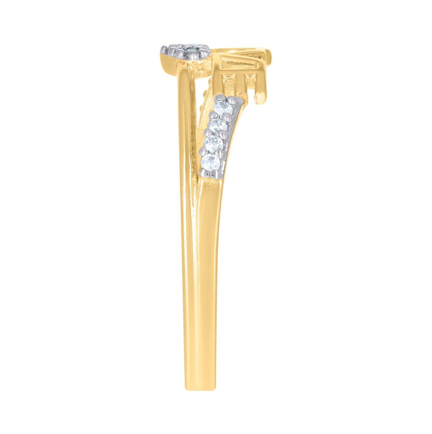14K Two-Tone Gold Womens Cubic-Zirconia Love Heart Ring