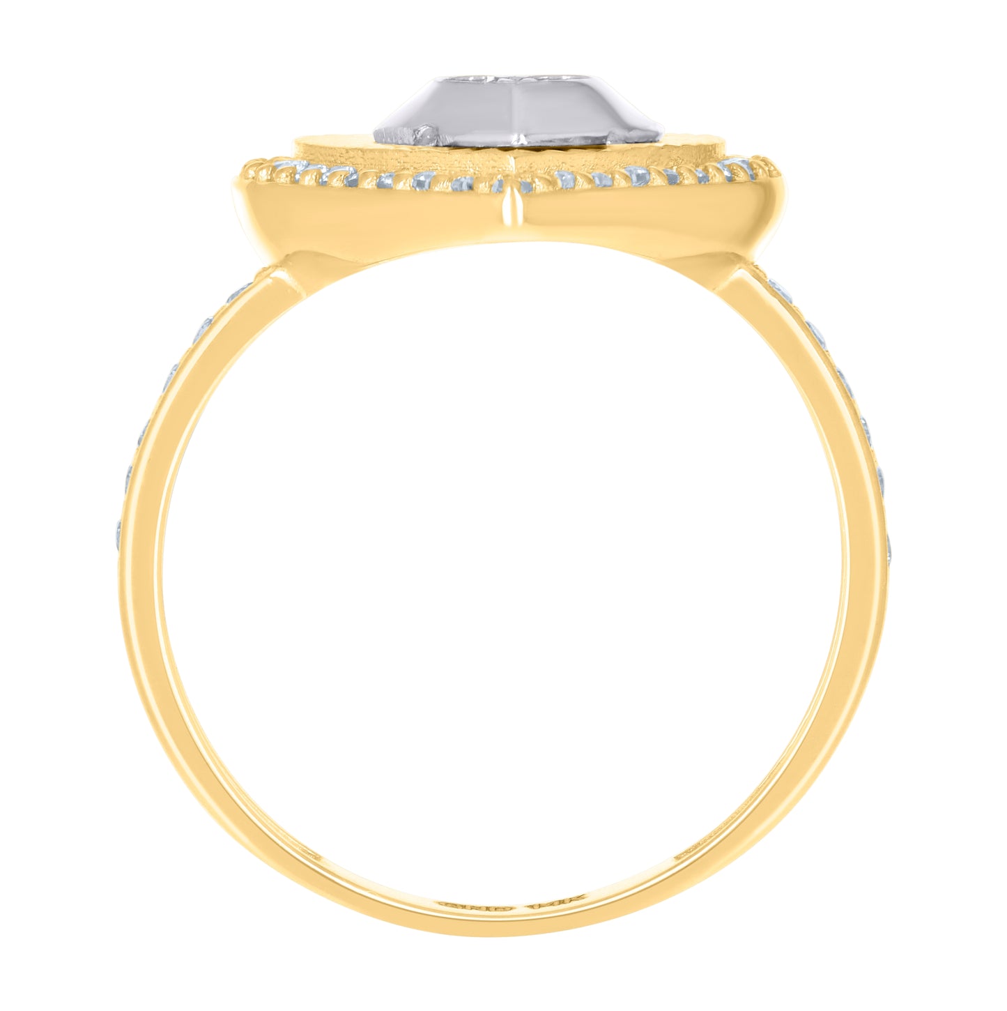 14K Two-Tone Gold Womens Cubic-Zirconia Heart Ring