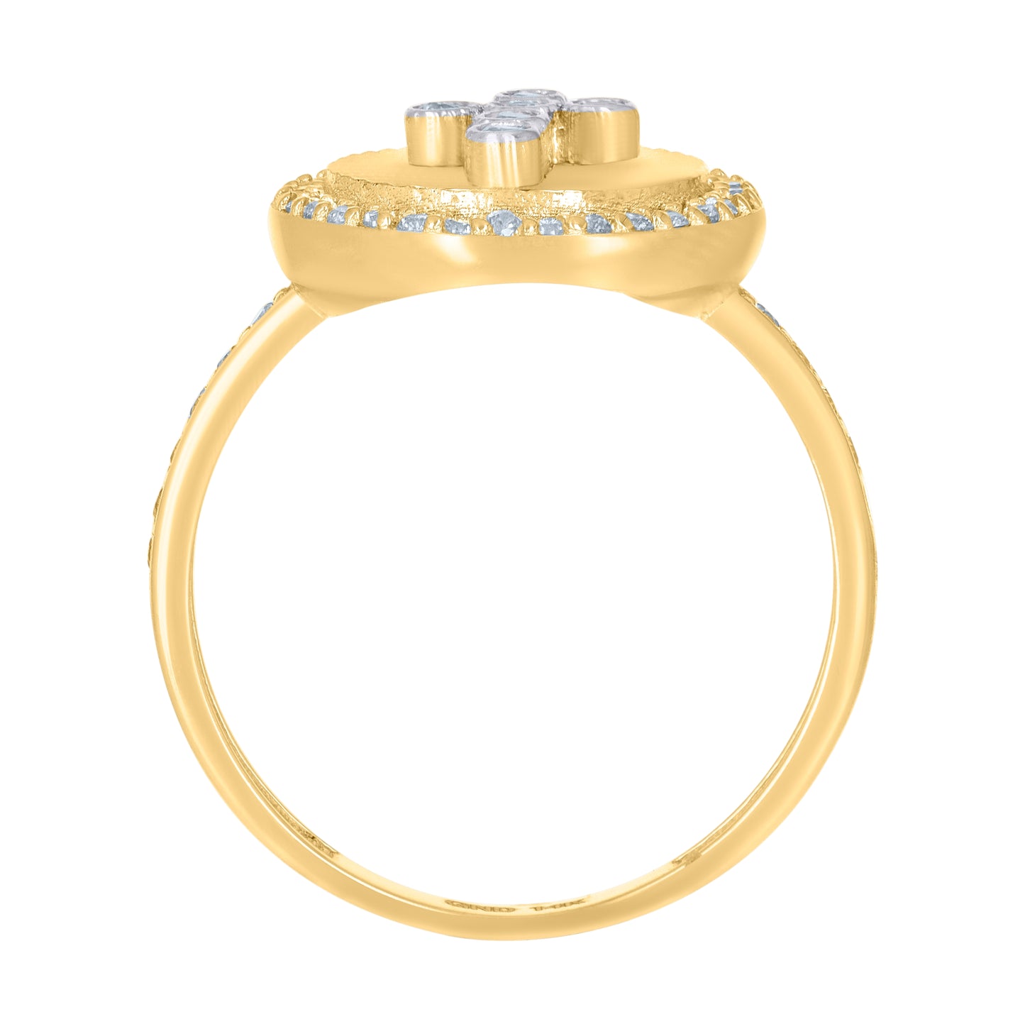 14K Two-Tone Gold Womens Cubic-Zirconia Cross Religious Ring