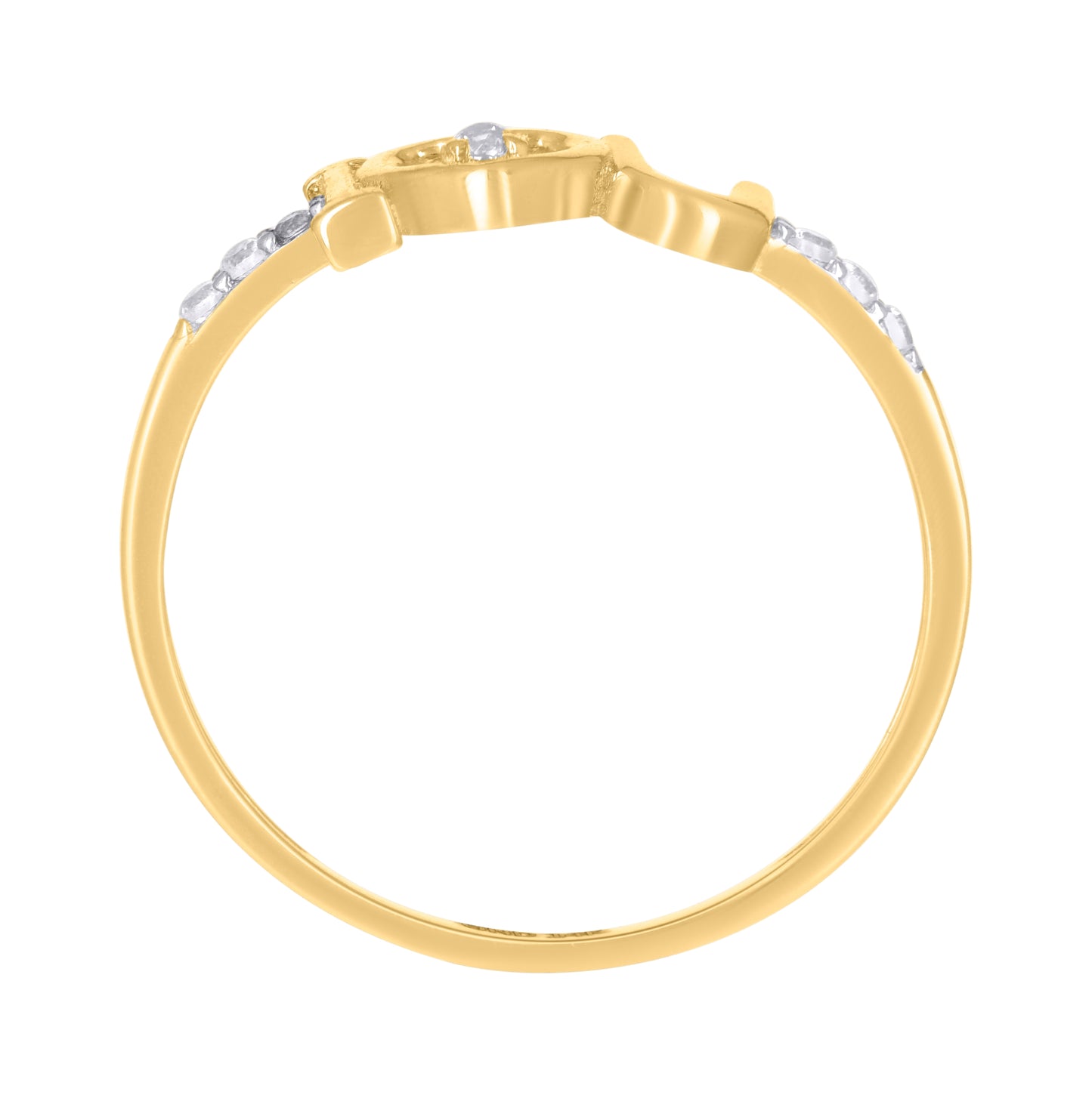 14K Two-Tone Gold Womens Cubic-Zirconia I Love U Heart Ring