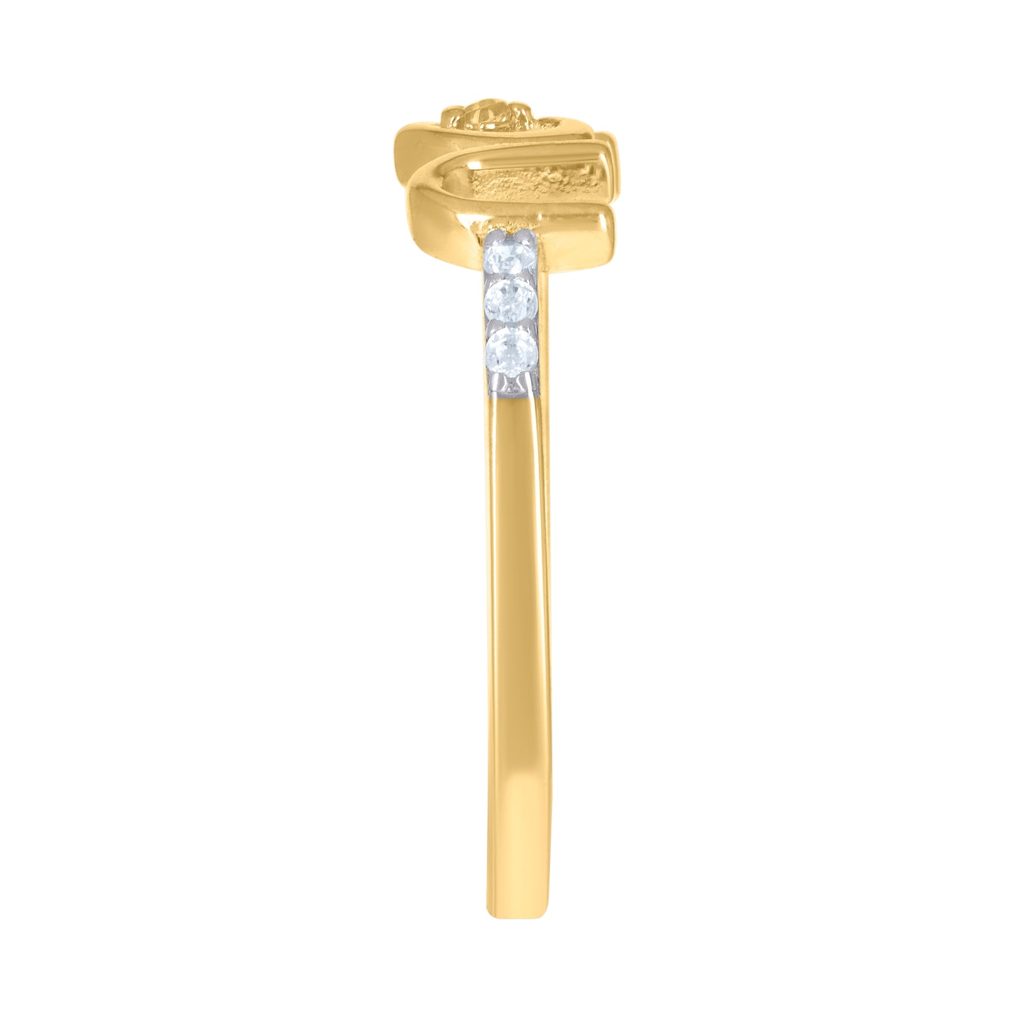 14K Two-Tone Gold Womens Cubic-Zirconia I Love U Heart Ring