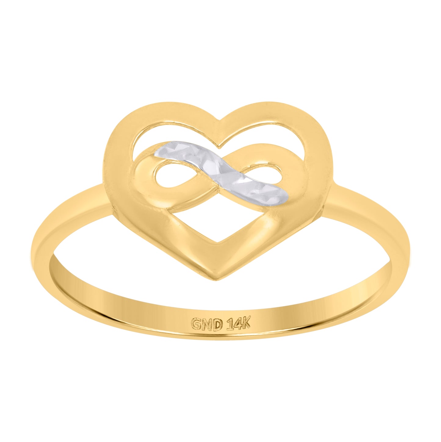 14K Two-Tone Gold Womens Infinity Heart Ring