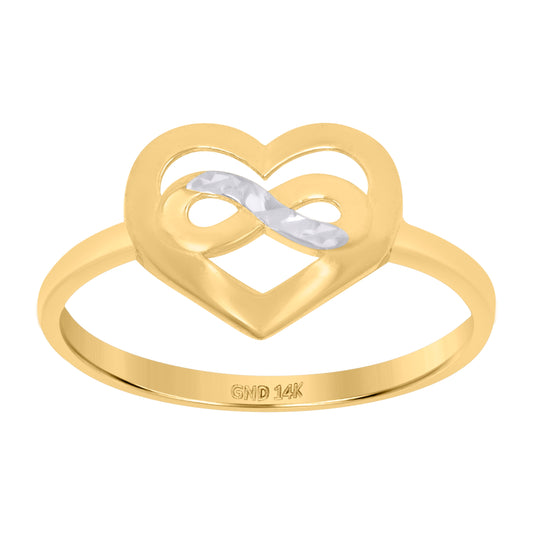 14K Two-Tone Gold Womens Infinity Heart Ring