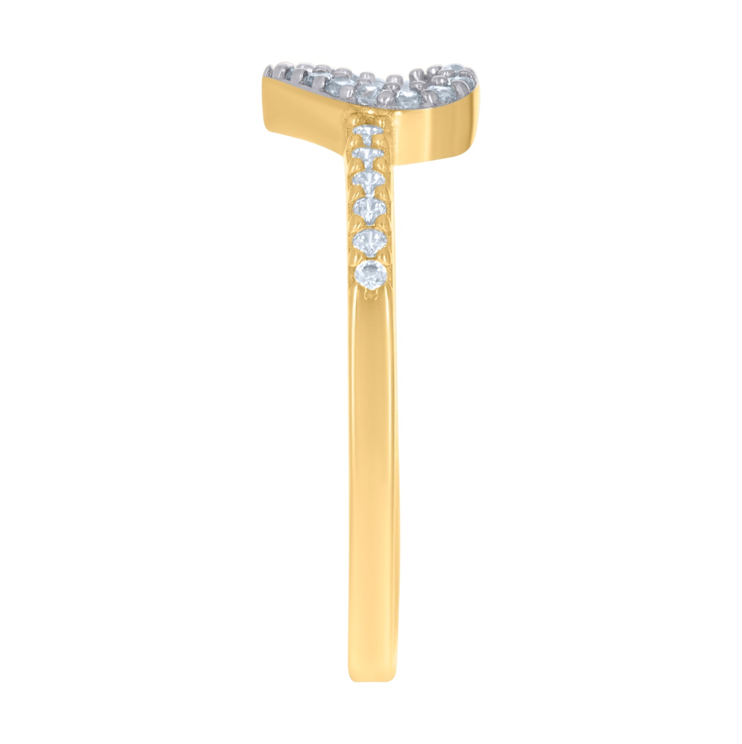 14K Two-Tone Gold Womens Cubic-Zirconia Heart Ring