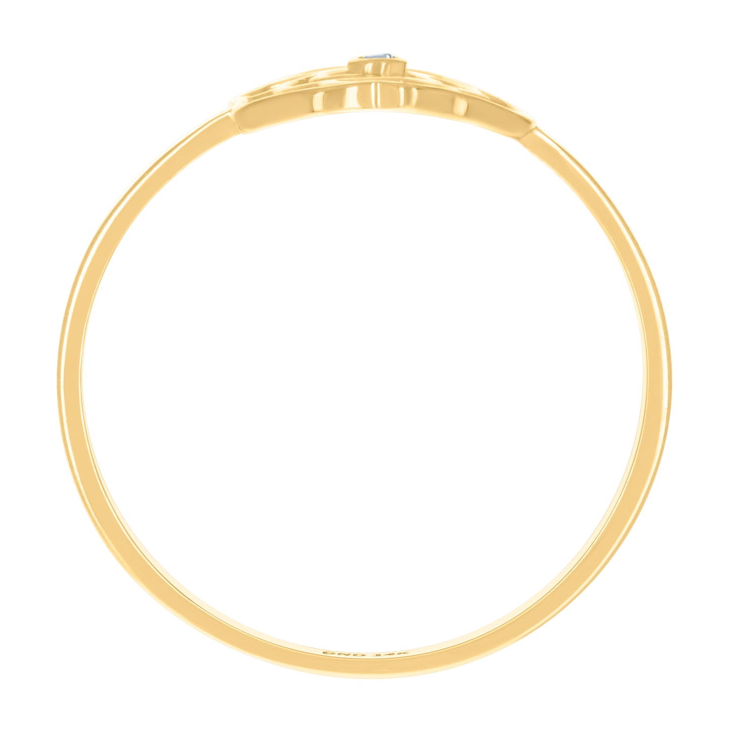 14K Yellow Gold Womens Cubic-Zirconia Flower Ring
