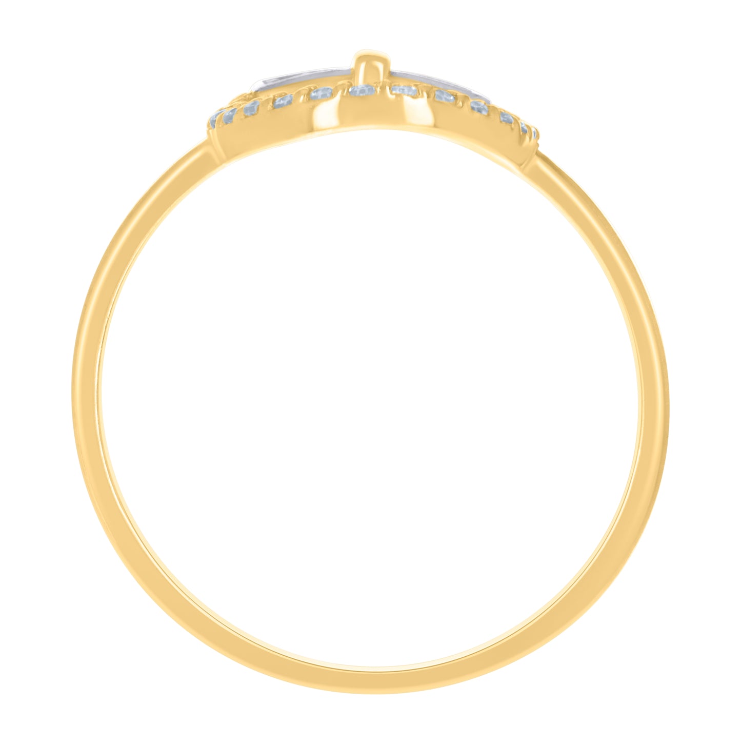 14K Two-Tone Gold Womens Cubic-Zirconia Bow Fashion Ring