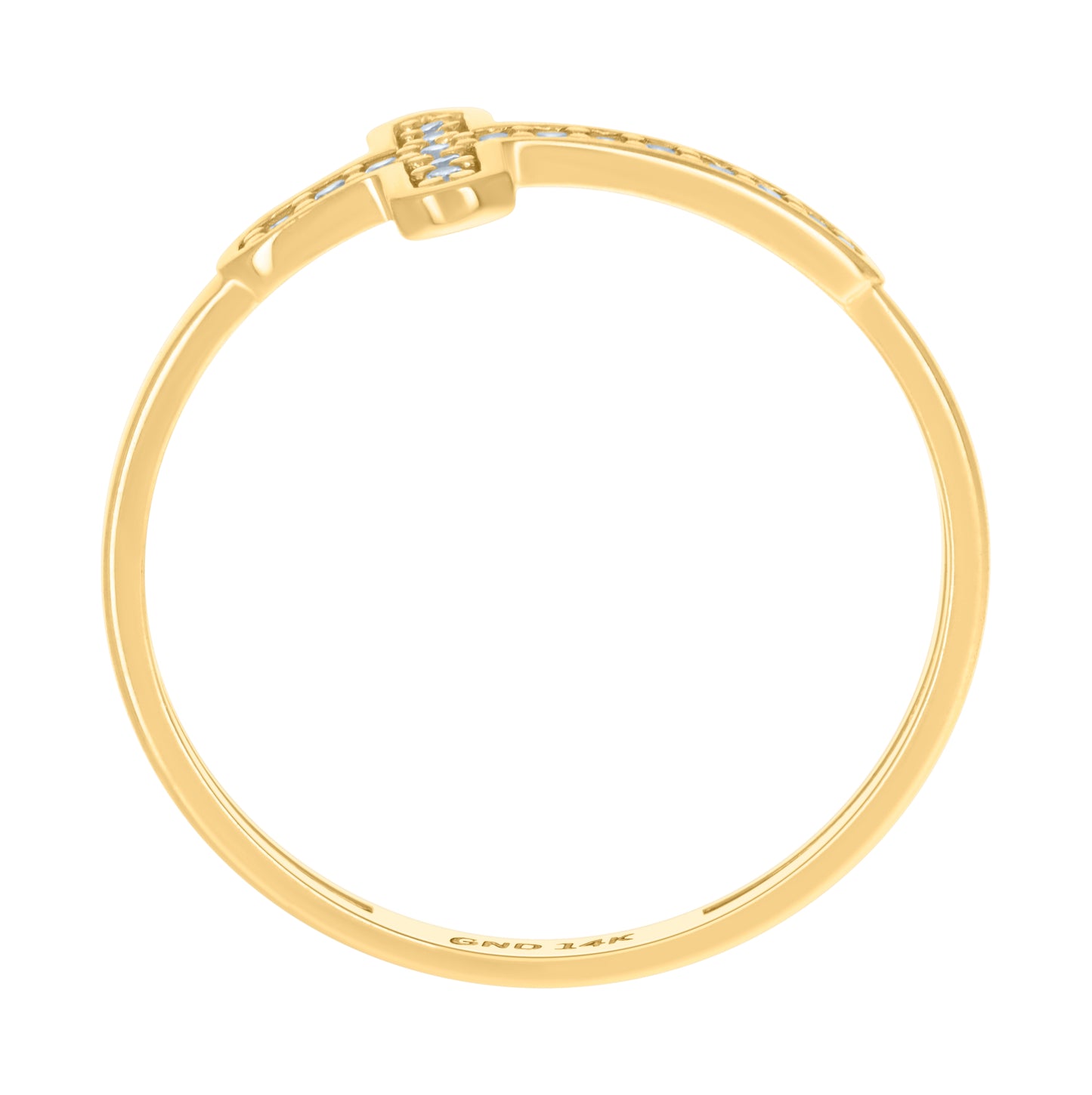 14K Yellow Gold Womens Cubic-Zirconia Cross Religious Ring