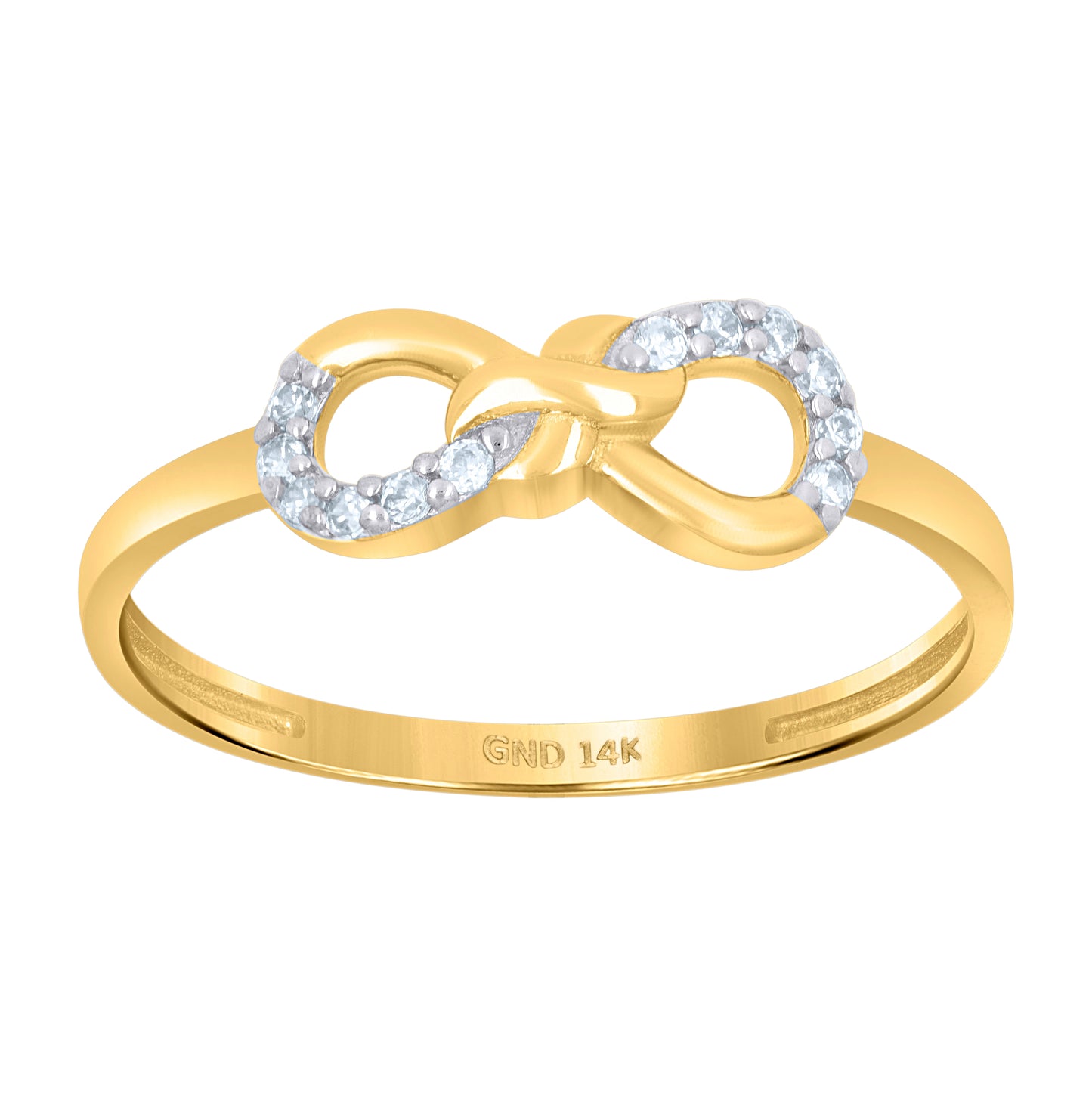 14K Two-Tone Gold Womens Cubic-Zirconia Infinity Symbol Ring
