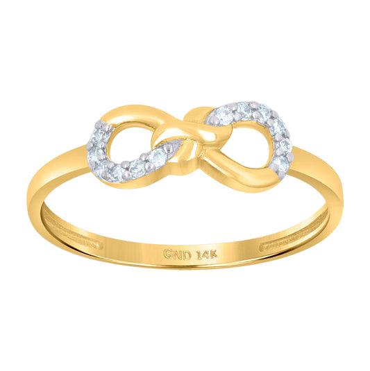 14K Two-Tone Gold Womens Cubic-Zirconia Infinity Symbol Ring