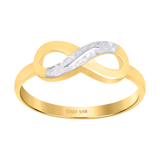 14K Two-Tone Gold Womens Infinity Symbol Ring