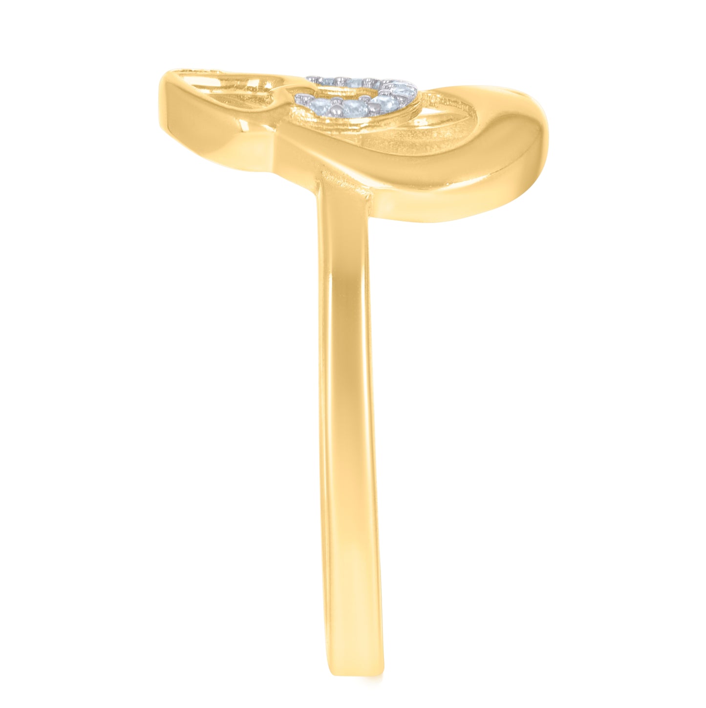 14K Two-Tone Gold Womens Cubic-Zirconia Heart Ring