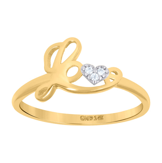 14K Two-Tone Gold Womens Cubic-Zirconia Love Heart Ring