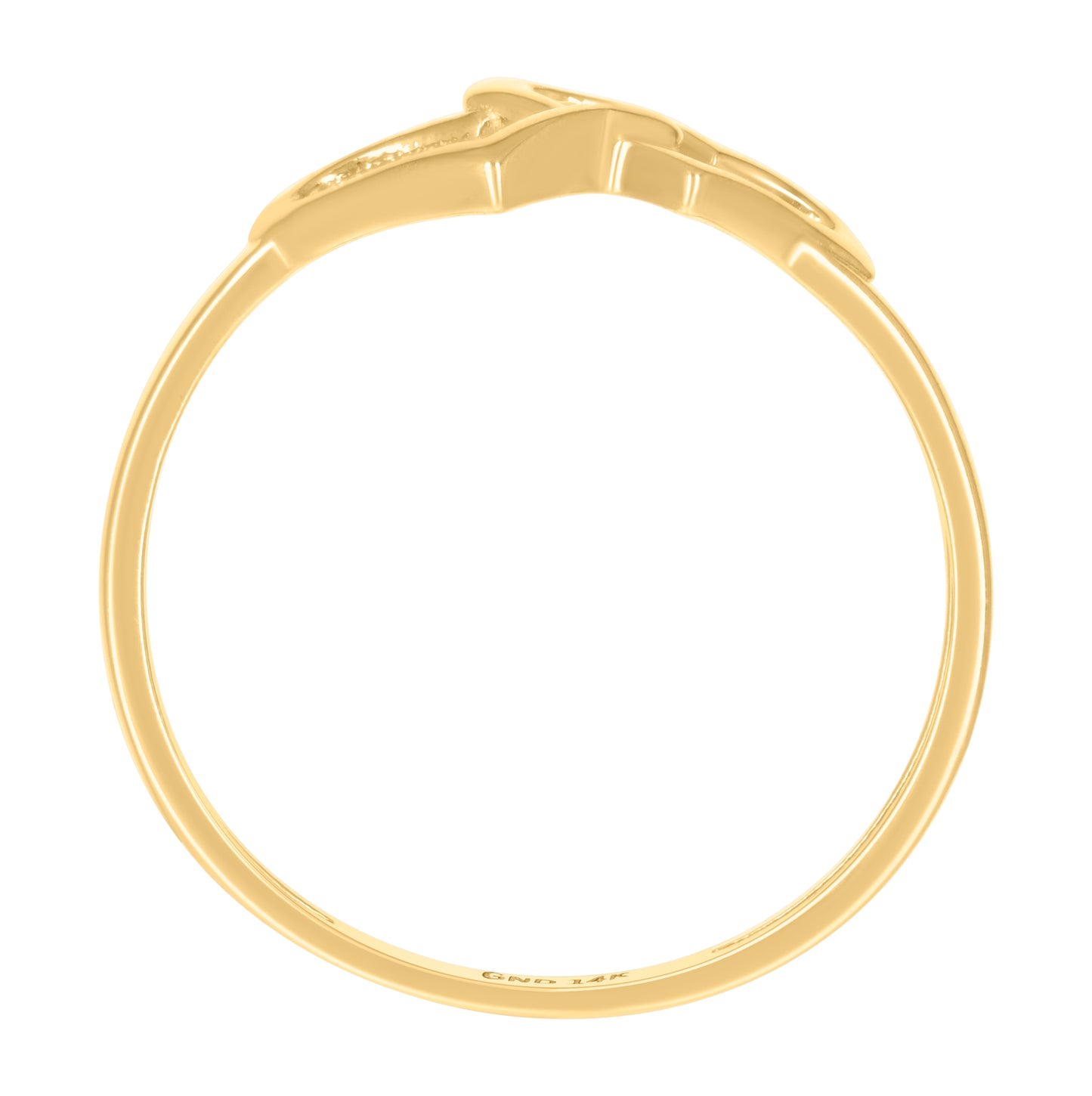 14K Yellow Gold Womens Intertwined Hearts Ring