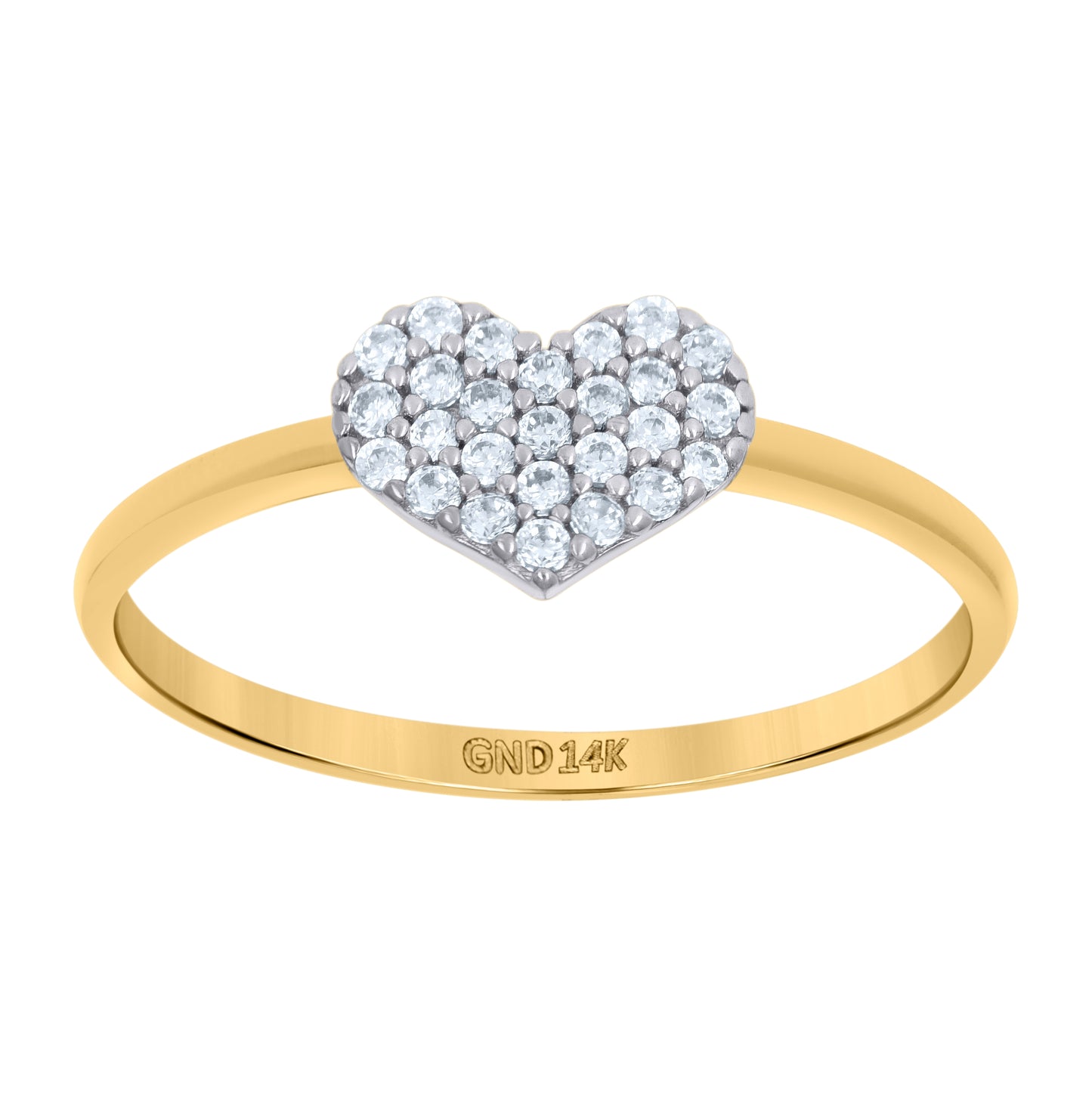 14K Two-Tone Gold Womens Cubic-Zirconia Heart Ring