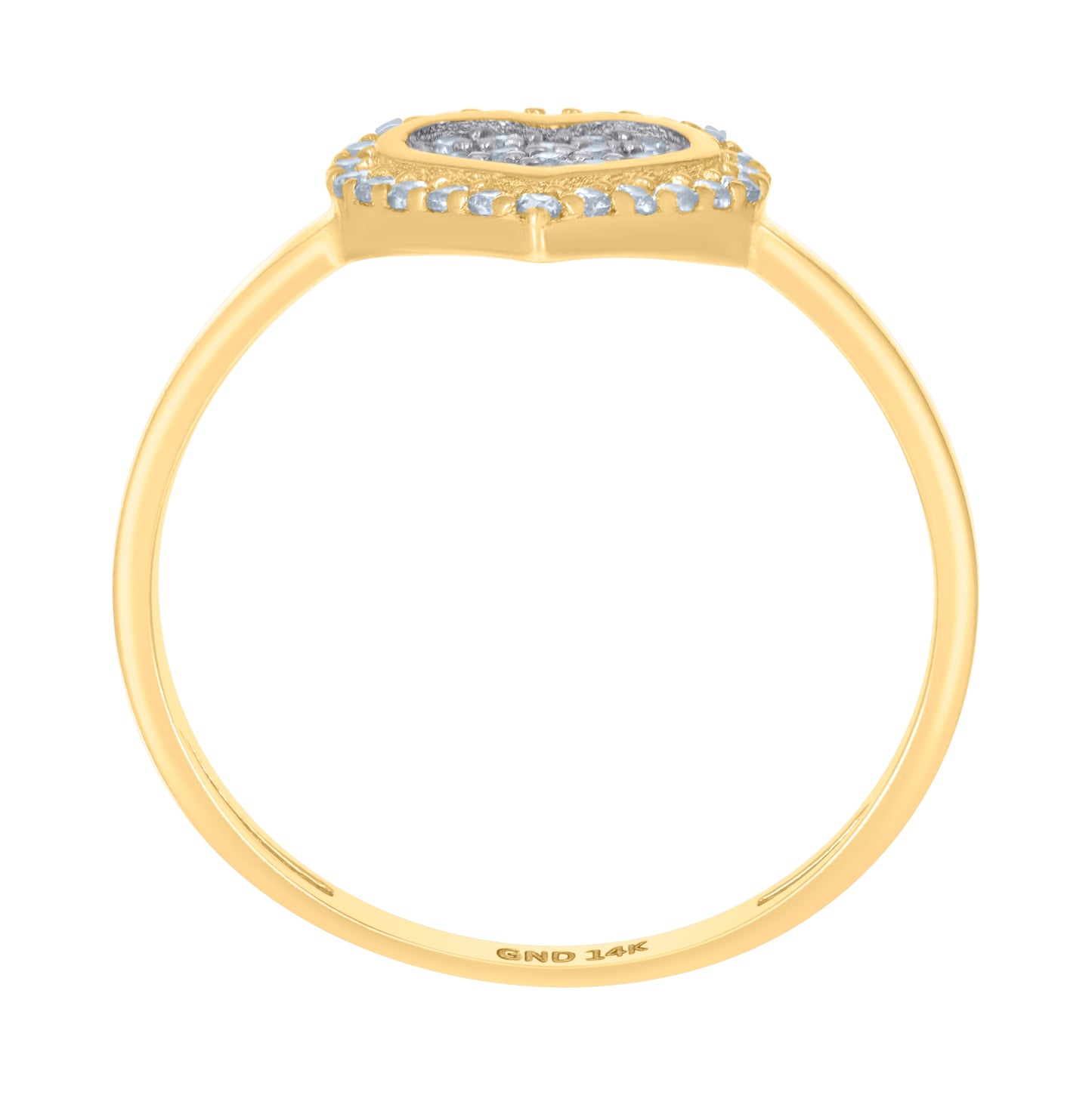 14K Two-Tone Gold Womens Cubic-Zirconia Heart Ring