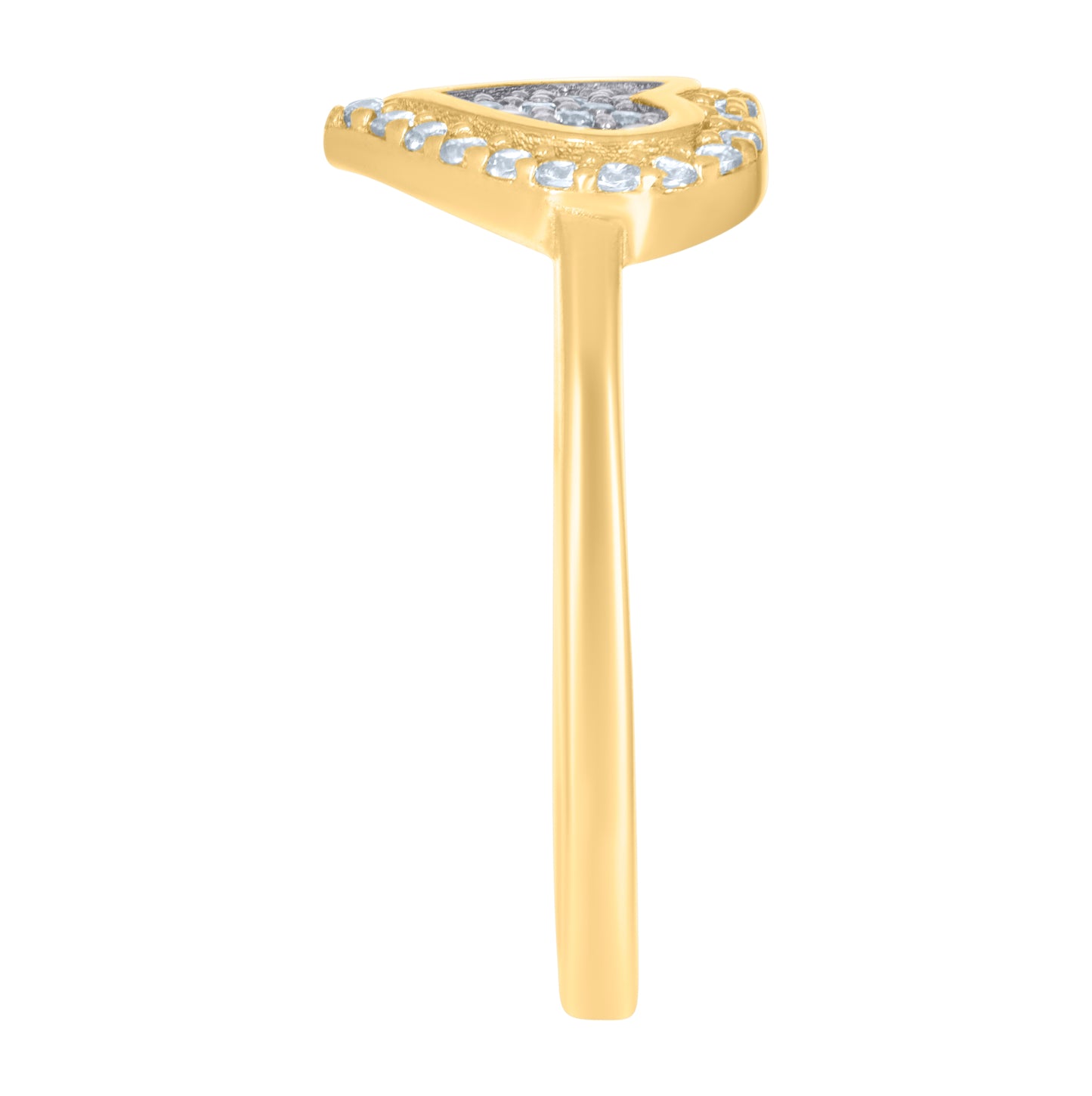 14K Two-Tone Gold Womens Cubic-Zirconia Heart Ring