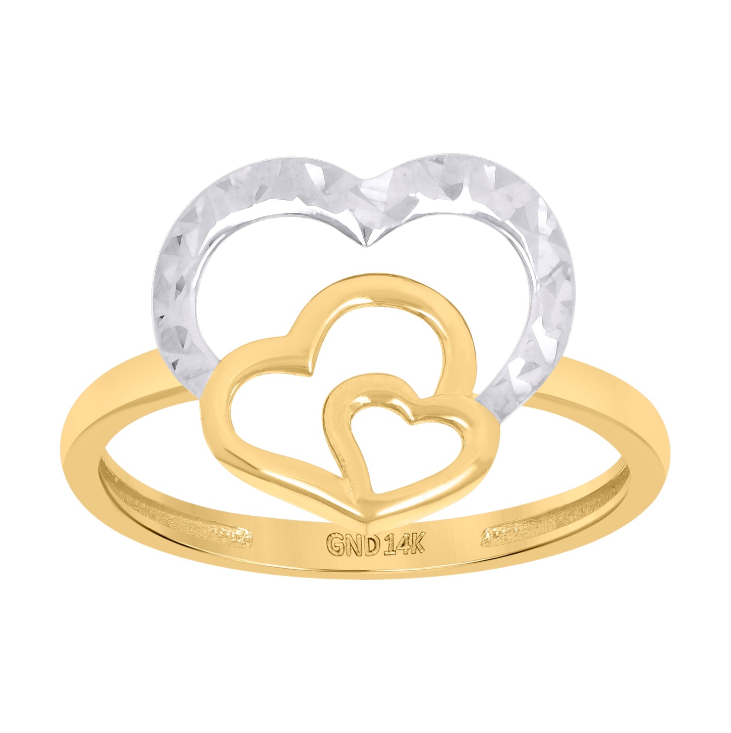 14K Two-Tone Gold Womens Heart Ring