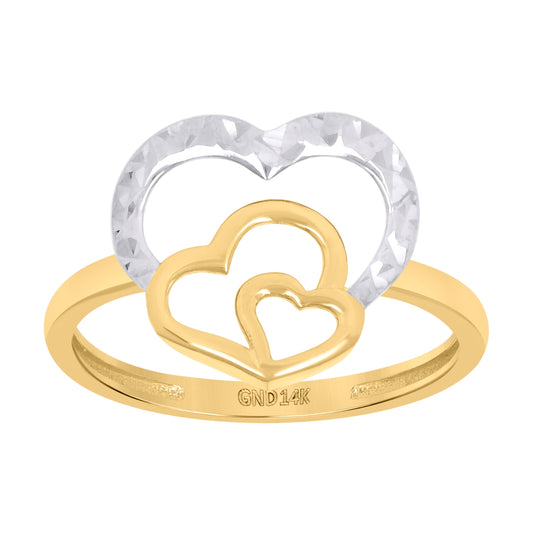 14K Two-Tone Gold Womens Heart Ring