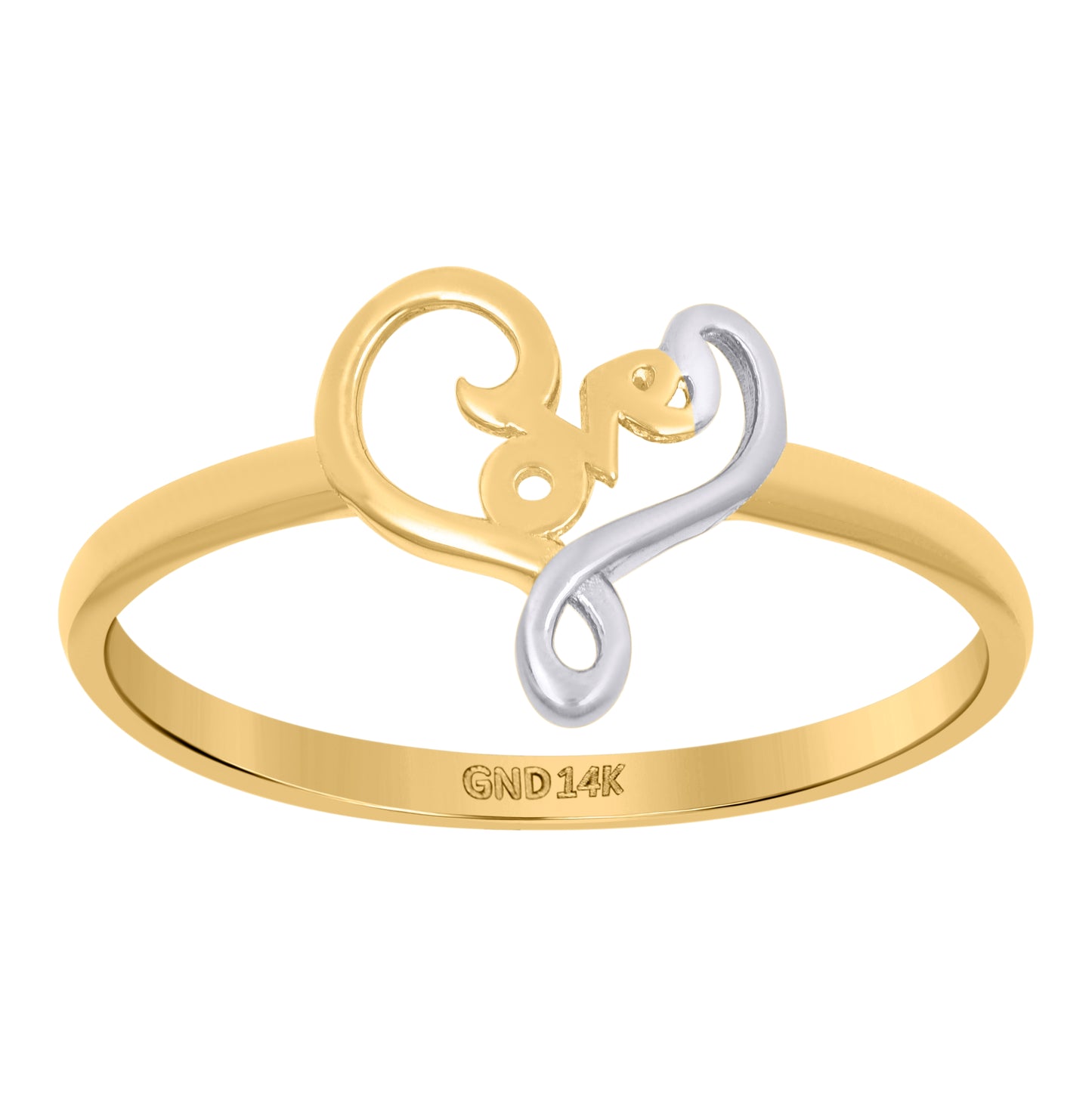 14K Two-tone Gold Womens Love Heart Ring