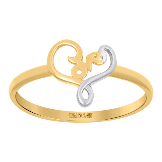 14K Two-tone Gold Womens Love Heart Ring