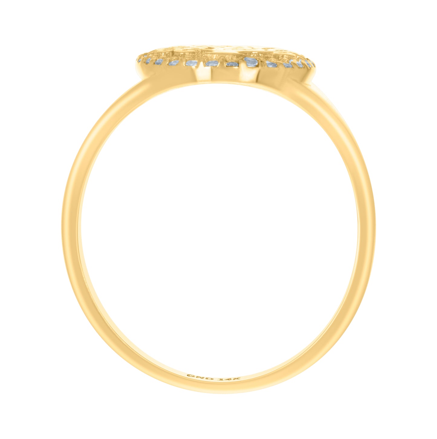 14K Yellow Gold Womens Cubic-Zirconia Tree Of Life Good Luck Ring