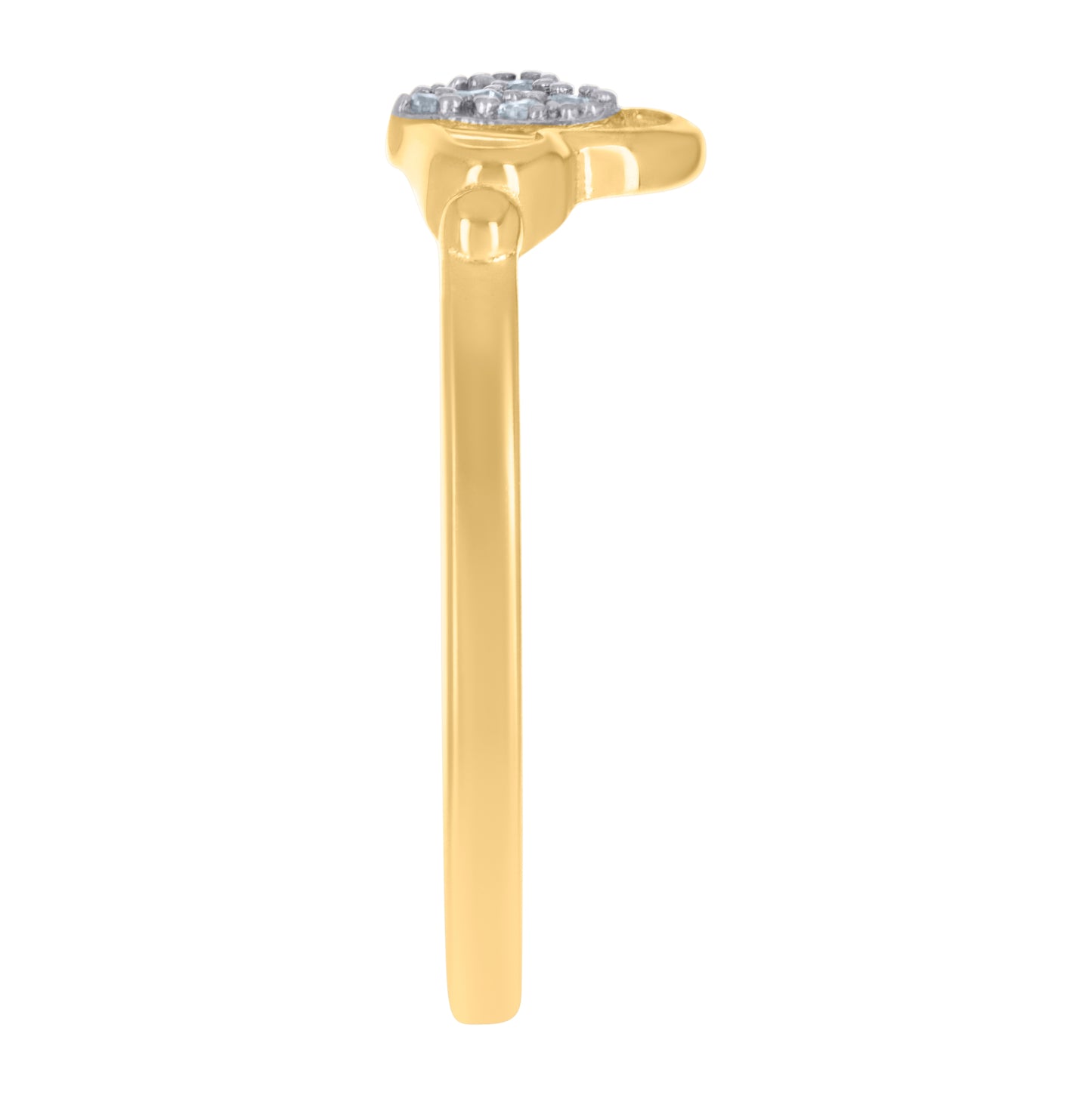 14K Two-Tone Gold Womens Cubic-Zirconia Double Heart Ring