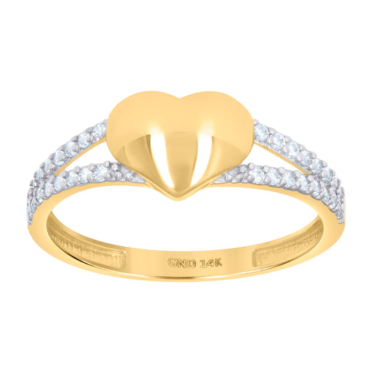 14K Two-Tone Gold Womens Cubic-Zirconia Heart Ring