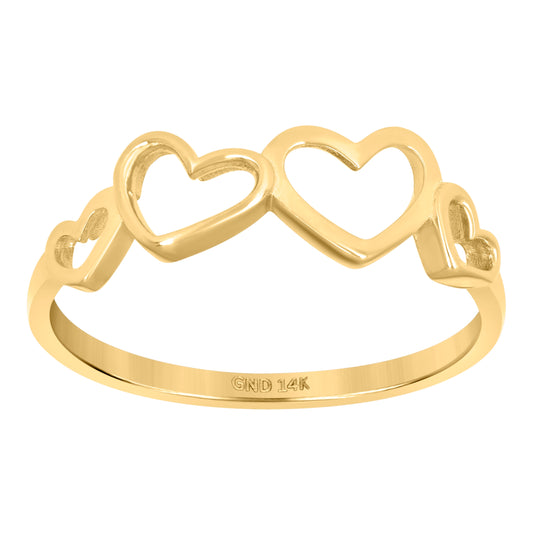 14K Yellow Gold Womens Heart Ring