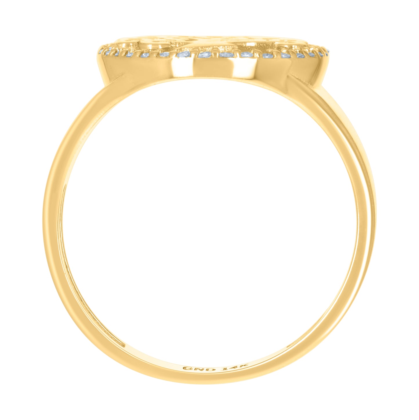 14K Yellow Gold Womens Cubic-Zirconia Tree Of Life Good Luck Ring