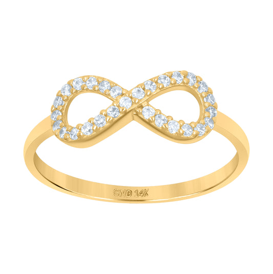 14K Yellow Gold Womens Cubic-Zirconia Infinity Ring