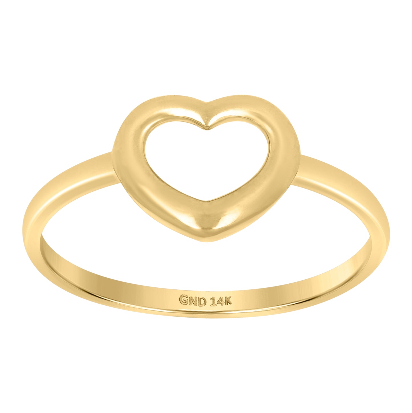 14K Yellow Gold Womens Heart Ring