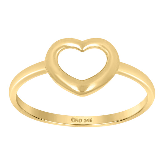 14K Yellow Gold Womens Heart Ring