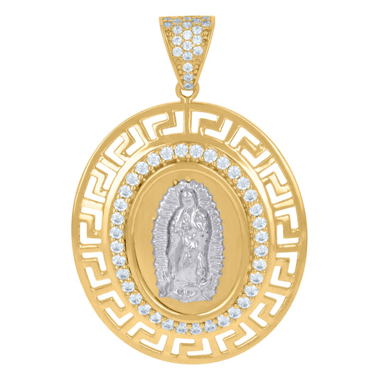 14K Two-Tone Gold Womens Cubic-Zirconia Guadalupe Religious Charm Pendant