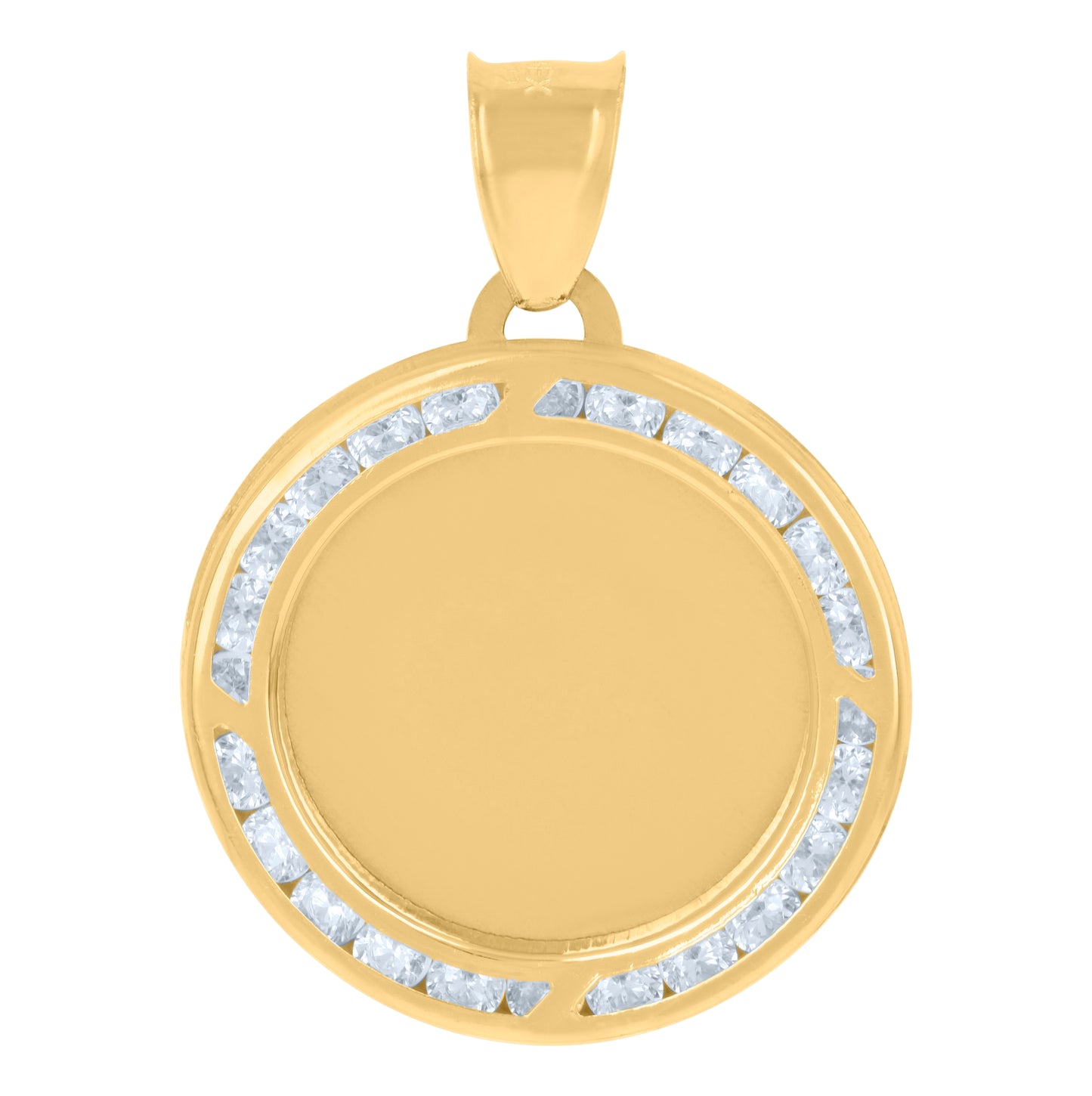 10K Yellow Gold Unisex Cubic-Zirconia Photo Frame Charm Pendant