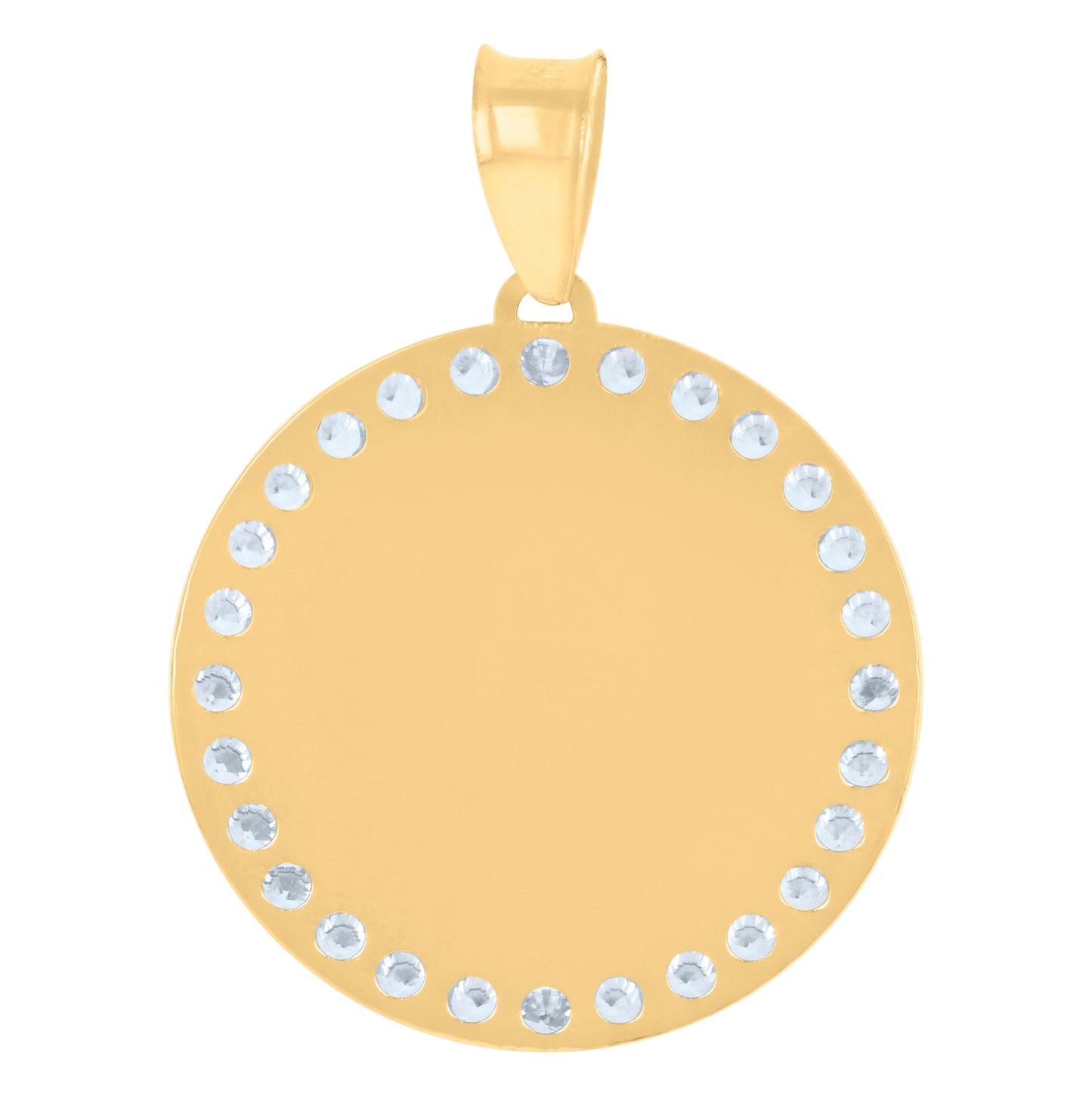10K Yellow Gold Mens Cubic-Zirconia Photo Frame Charm Pendant