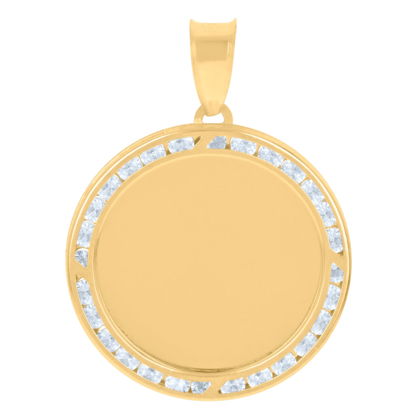 10K Yellow Gold Mens Cubic-Zirconia Photo Frame Charm Pendant