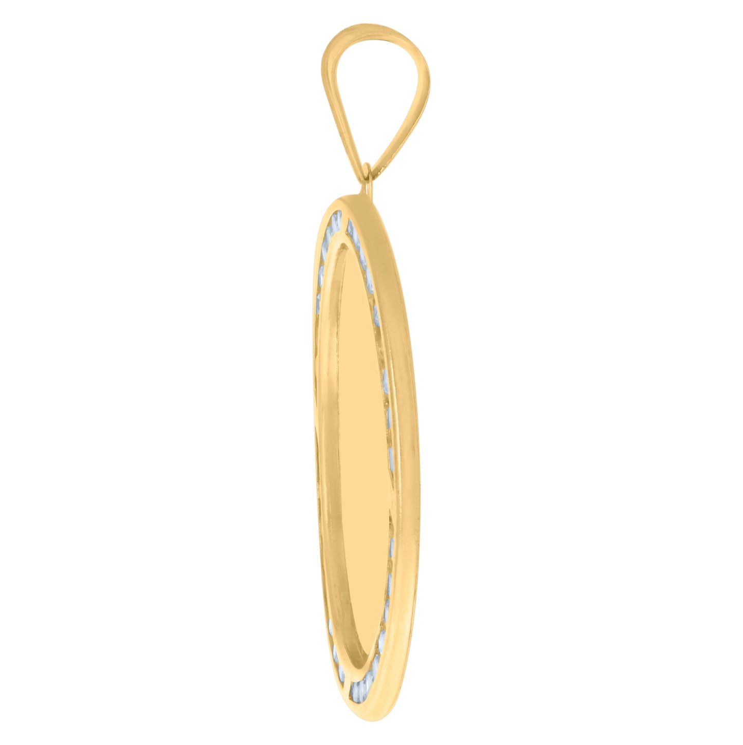 10K Yellow Gold Mens Cubic-Zirconia Photo Frame Charm Pendant