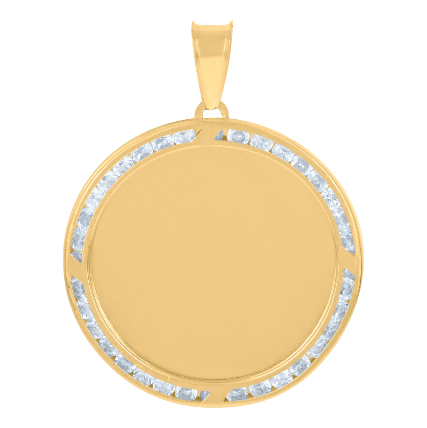 10K Yellow Gold Mens Cubic-Zirconia Photo Frame Charm Pendant